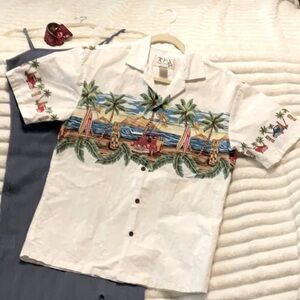 Tropical Beach Scene Casual Button Down Shirt